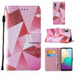 For Samsung Galaxy A02 / M02 Cross Texture Painting Pattern Horizontal Flip Leather Case with Holder & Card Slots & Wallet & Lanyard(Pink Rhombus)