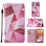 For Samsung Galaxy A32 4G (EU Version) Cross Texture Painting Pattern Horizontal Flip Leather Case with Holder & Card Slots & Wallet & Lanyard(Pink Rhombus)