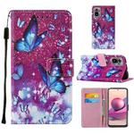 For Xiaomi Redmi Note 10S / Note 10 4G Cross Texture Painting Pattern Horizontal Flip Leather Case with Holder & Card Slots & Wallet & Lanyard(Purple Butterfly)
