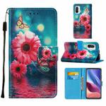 For Xiaomi Mi 11i / Poco F3 / Redmi K40 / Redmi K40 Pro Cross Texture Painting Pattern Horizontal Flip Leather Case with Holder & Card Slots & Wallet & Lanyard(Chrysanthemum)