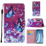 For Xiaomi Mi 10S Cross Texture Painting Pattern Horizontal Flip Leather Case with Holder & Card Slots & Wallet & Lanyard(Purple Butterfly)