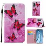 For Xiaomi Mi 10S Cross Texture Painting Pattern Horizontal Flip Leather Case with Holder & Card Slots & Wallet & Lanyard(Pink Butterfly)