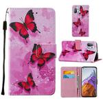 For Xiaomi Mi 11 Pro Cross Texture Painting Pattern Horizontal Flip Leather Case with Holder & Card Slots & Wallet & Lanyard(Pink Butterfly)
