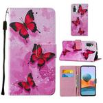 For Xiaomi Redmi Note 10 Pro / Note 10 Pro Max Cross Texture Painting Pattern Horizontal Flip Leather Case with Holder & Card Slots & Wallet & Lanyard(Pink Butterfly)