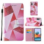 For Xiaomi Redmi Note 10 Pro / Note 10 Pro Max Cross Texture Painting Pattern Horizontal Flip Leather Case with Holder & Card Slots & Wallet & Lanyard(Pink Rhombus)