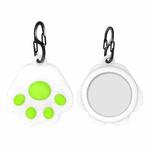 Q18 Cute Cat Paw Silicone Shockproof Protective Cover Soft Case with Carabiner For AirTag(Green)