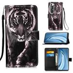 For Xiaomi Mi 10S Colored Drawing Pattern Plain Weave Horizontal Flip Leather Case with Holder & Card Slot & Wallet & Lanyard(Black And White Tiger)