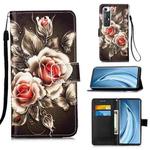 For Xiaomi Mi 10S Colored Drawing Pattern Plain Weave Horizontal Flip Leather Case with Holder & Card Slot & Wallet & Lanyard(Roses On Black)