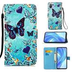 For Xiaomi Mi 11 Lite Colored Drawing Pattern Plain Weave Horizontal Flip Leather Case with Holder & Card Slot & Wallet & Lanyard(Caring Butterfly)