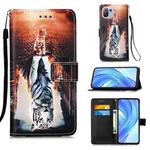 For Xiaomi Mi 11 Lite Colored Drawing Pattern Plain Weave Horizontal Flip Leather Case with Holder & Card Slot & Wallet & Lanyard(Cats And Tigers)