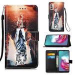 For Motorola Moto G30 / G10 / G10 Power Colored Drawing Pattern Plain Weave Horizontal Flip Leather Case with Holder & Card Slot & Wallet & Lanyard(Cats And Tigers)