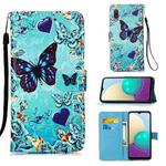 For Samsung Galaxy A02 / M02 (Global) Colored Drawing Pattern Plain Weave Horizontal Flip Leather Case with Holder & Card Slot & Wallet & Lanyard(Caring Butterfly)