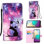 For Samsung Galaxy A02 / M02 (Global) Colored Drawing Pattern Plain Weave Horizontal Flip Leather Case with Holder & Card Slot & Wallet & Lanyard(Baby Panda)