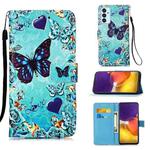 For Samsung Galaxy A82 5G Colored Drawing Pattern Plain Weave Horizontal Flip Leather Case with Holder & Card Slot & Wallet & Lanyard(Caring Butterfly)