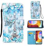 For LG Velvet 2 Pro Colored Drawing Pattern Plain Weave Horizontal Flip Leather Case with Holder & Card Slot & Wallet & Lanyard(Tower Butterfly)