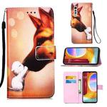 For LG Velvet 2 Pro Colored Drawing Pattern Plain Weave Horizontal Flip Leather Case with Holder & Card Slot & Wallet & Lanyard(Hound Kiss)