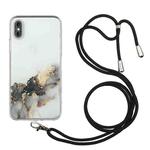 For iPhone X / XS Hollow Marble Pattern TPU Shockproof Protective Case with Neck Strap Rope(Black)