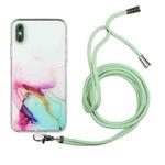For iPhone XS Max Hollow Marble Pattern TPU Shockproof Protective Case with Neck Strap Rope(Green)