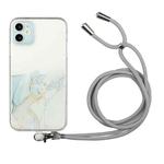 For iPhone 12 mini Hollow Marble Pattern TPU Shockproof Protective Case with Neck Strap Rope (Grey)