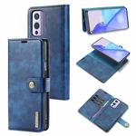 For OnePlus 9 DG.MING Crazy Horse Texture Flip Detachable Magnetic Leather Case with Holder & Card Slots & Wallet(Blue)
