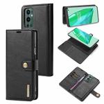 For OnePlus 9 Pro DG.MING Crazy Horse Texture Flip Detachable Magnetic Leather Case with Holder & Card Slots & Wallet(Black)