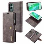 For OnePlus 9 Pro DG.MING Crazy Horse Texture Flip Detachable Magnetic Leather Case with Holder & Card Slots & Wallet(Grey)
