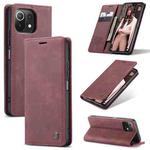 For Xiaomi Mi 11 Lite CaseMe 013 Multifunctional Horizontal Flip Leather Case, with Card Slot & Holder & Wallet(Wine Red)