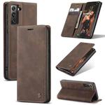 For Samsung Galaxy S21 FE CaseMe 013 Multifunctional Horizontal Flip Leather Case, with Card Slot & Holder & Wallet(Coffee)