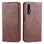 For Huawei Honor 20 AZNS Retro Texture Magnetic Horizontal Flip PU Leather Case with Holder & Card Slots & Photo Frame(Brown)