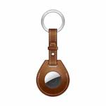 Shockproof Anti-scratch Leather Protective Case Cover with Hang Loop For AirTag, Style:Keychain(Brown)