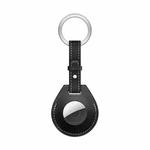 Shockproof Anti-scratch Leather Protective Case Cover with Hang Loop For AirTag, Style:Keychain(Black)