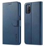 For OPPO F19 / A74 4G LC.IMEEKE Calf Texture Horizontal Flip Leather Case with Holder & Card Slots & Wallet(Blue)