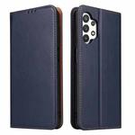 For Samsung Galaxy A32 5G Fierre Shann PU Genuine Leather Texture Horizontal Flip Leather Case with Holder & Card Slots & Wallet(Blue)