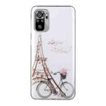 For Xiaomi Redmi Note 10 4G Coloured Drawing Pattern Transparent TPU Protective Case(Tower Bicycle)