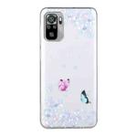 For Xiaomi Redmi Note 10 4G Coloured Drawing Pattern Transparent TPU Protective Case(Flower Butterfly)