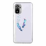 For Xiaomi Redmi Note 10 4G Coloured Drawing Pattern Transparent TPU Protective Case(Feather)