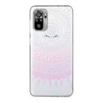 For Xiaomi Redmi Note 10 4G Coloured Drawing Pattern Transparent TPU Protective Case(Pink Flower)