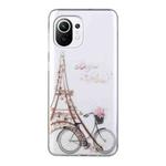 For Xiaomi Mi 11 Lite Coloured Drawing Pattern Transparent TPU Protective Case(Tower Bicycle)