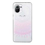 For Xiaomi Mi 11 Lite Coloured Drawing Pattern Transparent TPU Protective Case(Pink Flower)