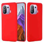 For Xiaomi Mi 11 Pro Solid Color Liquid Silicone Dropproof Full Coverage Protective Case(Red)