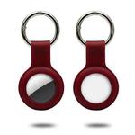 Silicone Case with Keychain Ring for AirTag(Wine Red)