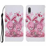 For Samsung Galaxy A02 Coloured Drawing Pattern Horizontal Flip PU Leather Case with Holder & Card Slots & Wallet & Lanyard(Cute Rabbit)