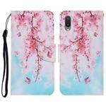 For Samsung Galaxy A02 Coloured Drawing Pattern Horizontal Flip PU Leather Case with Holder & Card Slots & Wallet & Lanyard(Cherry Blossoms)