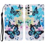 For Samsung Galaxy A32 4G Coloured Drawing Pattern Horizontal Flip PU Leather Case with Holder & Card Slots & Wallet & Lanyard(Purple Butterfly)
