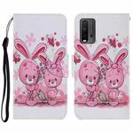 For Xiaomi Redmi 9T Coloured Drawing Pattern Horizontal Flip PU Leather Case with Holder & Card Slots & Wallet & Lanyard(Cute Rabbit)