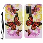 For Xiaomi Redmi 9T Coloured Drawing Pattern Horizontal Flip PU Leather Case with Holder & Card Slots & Wallet & Lanyard(Chrysanthemum Butterfly)