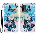 For Xiaomi Redmi 9T Coloured Drawing Pattern Horizontal Flip PU Leather Case with Holder & Card Slots & Wallet & Lanyard(Purple Butterfly)