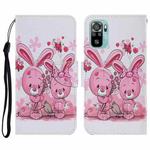 For Xiaomi Redmi Note 10 4G Coloured Drawing Pattern Horizontal Flip PU Leather Case with Holder & Card Slots & Wallet & Lanyard(Cute Rabbit)