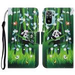 For Xiaomi Redmi Note 10 4G Coloured Drawing Pattern Horizontal Flip PU Leather Case with Holder & Card Slots & Wallet & Lanyard(Panda)