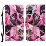 For Xiaomi Redmi Note 10 4G Coloured Drawing Pattern Horizontal Flip PU Leather Case with Holder & Card Slots & Wallet & Lanyard(Purple Marble)